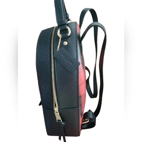 Coach Jordyn Backpack Red Plaid Signature - Picture 10 of 11